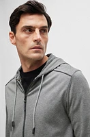 BOSS - Double-faced zip-up hoodie cotton Silver