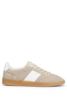 Suede-leather lace-up trainers with branding