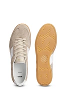 Suede-leather lace-up trainers with branding