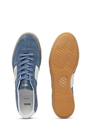 BOSS - Suede-leather lace-up trainers with branding Blue