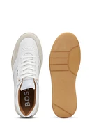 BOSS - Leather and suede trainers with signature stripe logo White