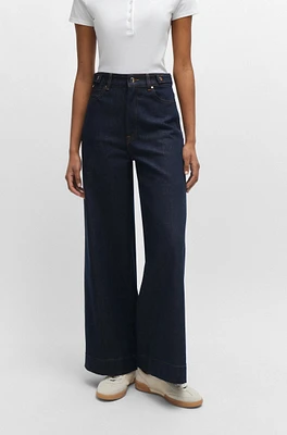 Slim-fit wide-leg jeans navy stretch denim