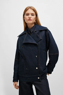 Relaxed-fit denim jacket with double-breasted closure