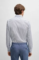 Camisa slim fit de popelín algodón elástico con estampado geométrico
