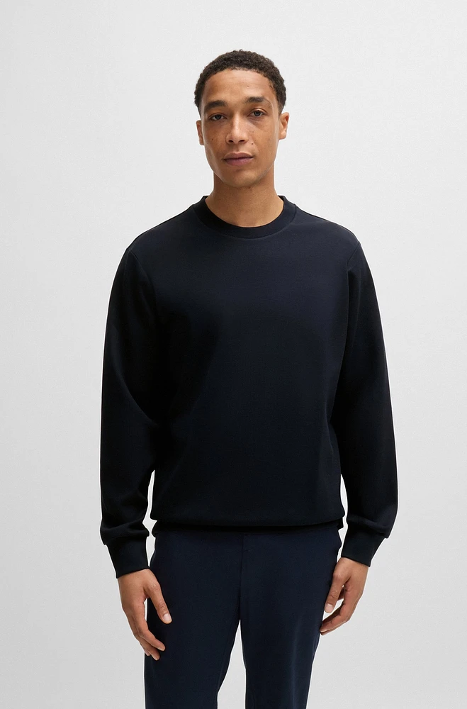 Cotton-jersey regular-fit sweatshirt with mixed structures