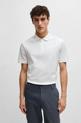 Zip-neck polo shirt stretch cotton