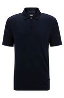 Zip-neck polo shirt stretch cotton