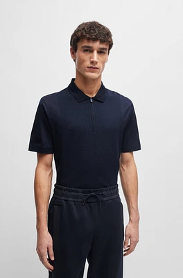 Zip-neck polo shirt stretch cotton