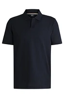 Johnny-collar polo shirt mixed-structure cotton