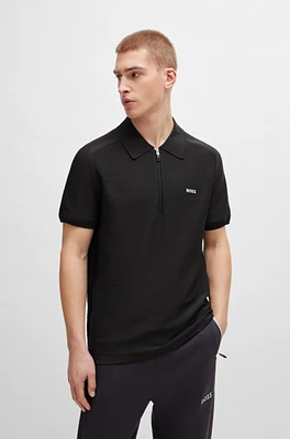 Short-sleeved zip-neck polo sweater with logo detail