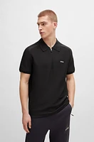 Short-sleeved zip-neck polo sweater with logo detail