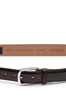 Italian-leather belt with silver-tone pin buckle