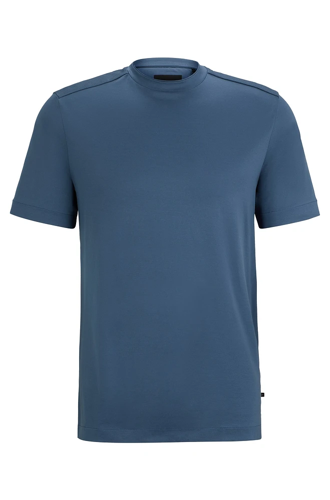 Mixed-material T-shirt with mercerized stretch cotton