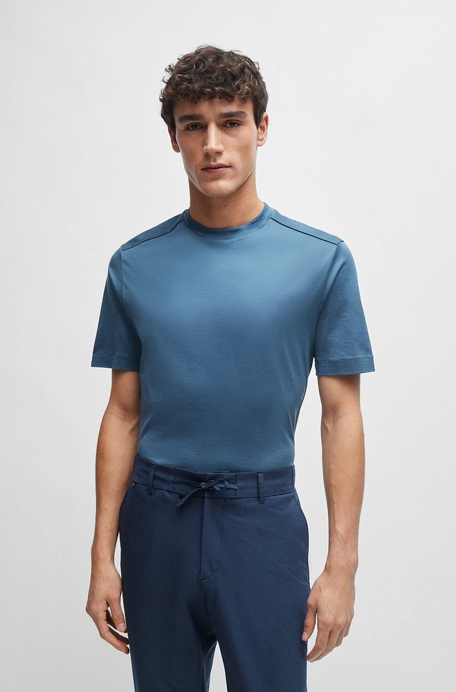 Mixed-material T-shirt with mercerized stretch cotton