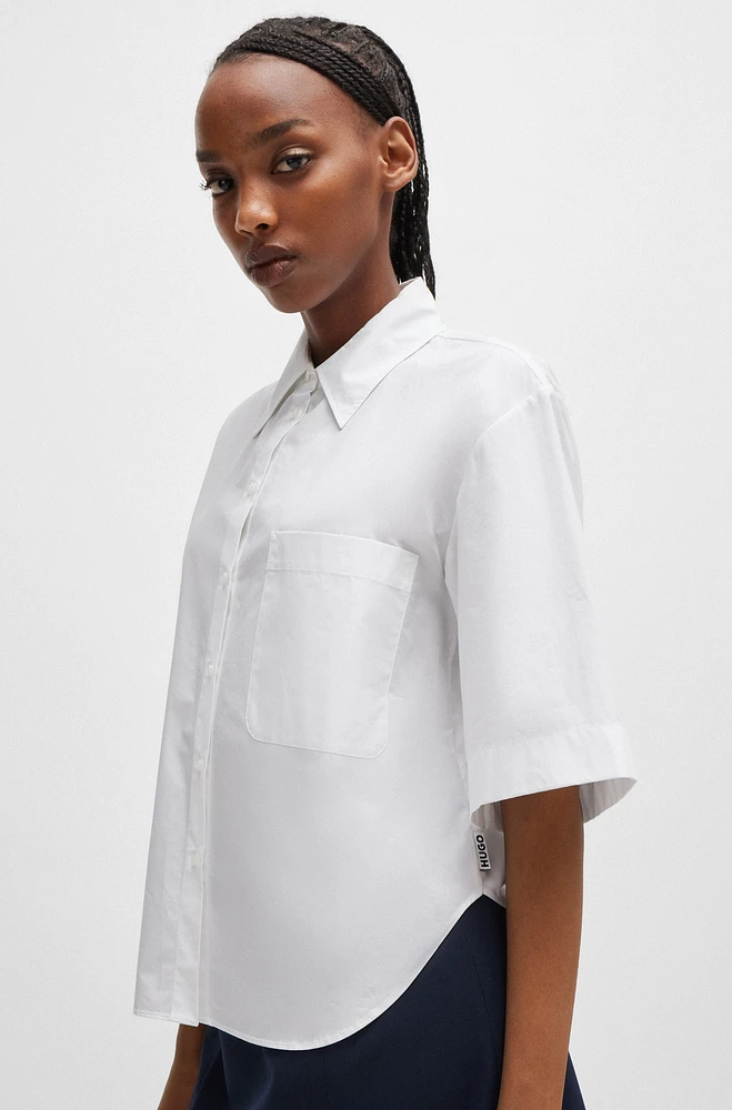 Relaxed-fit blouse paper-touch cotton poplin