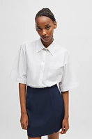 Relaxed-fit blouse paper-touch cotton poplin