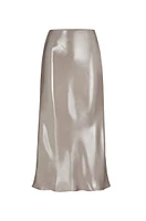 Falda maxi de tejido líquido con detalle costura diagonal