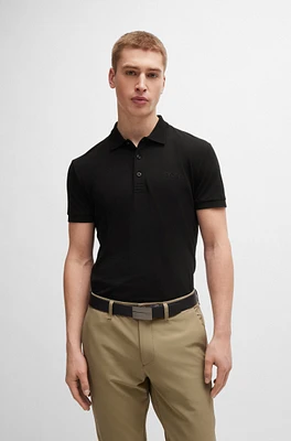 Slim-fit polo shirt with mesh logo