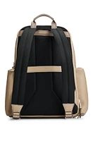 Grained-leather backpack with logo lettering