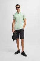 Zip-neck slim-fit polo shirt with mesh details