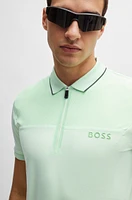 Zip-neck slim-fit polo shirt with mesh details