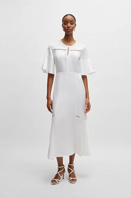 BOSS - Short-sleeved dress with ladder-lace trims White