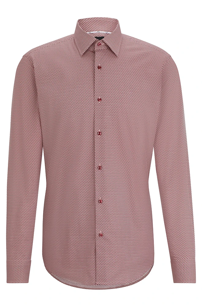 Regular-fit shirt geometric-printed stretch-cotton poplin