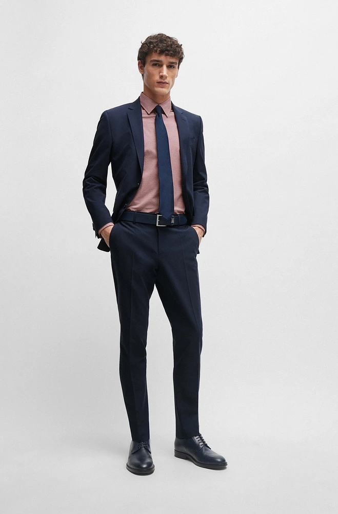Regular-fit shirt geometric-printed stretch-cotton poplin
