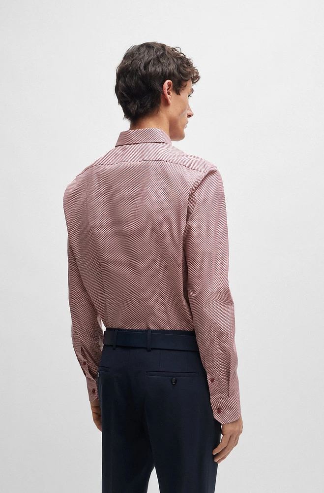 Regular-fit shirt geometric-printed stretch-cotton poplin