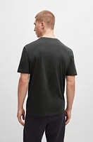 BOSS - Cotton-jersey regular-fit T-shirt with mesh logo Dark Grey