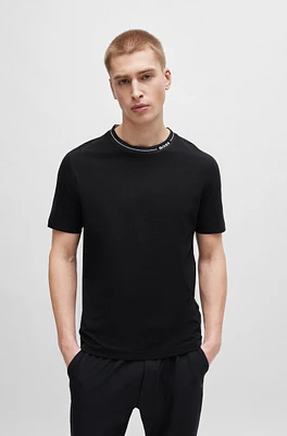 Cotton-jersey regular-fit T-shirt with branded collar