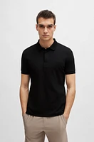 Interlock-cotton slim-fit polo shirt with mesh logo