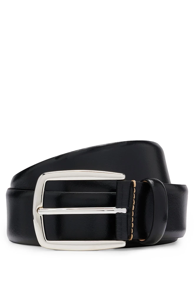 Italian-leather belt with contrast stitching