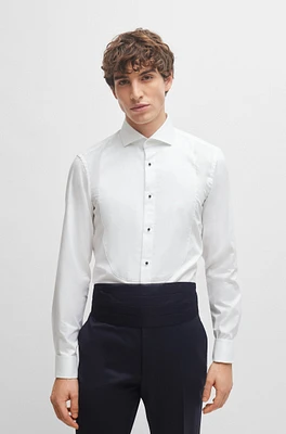 Camisa slim fit en popelín de algodón elástico planchado fácil