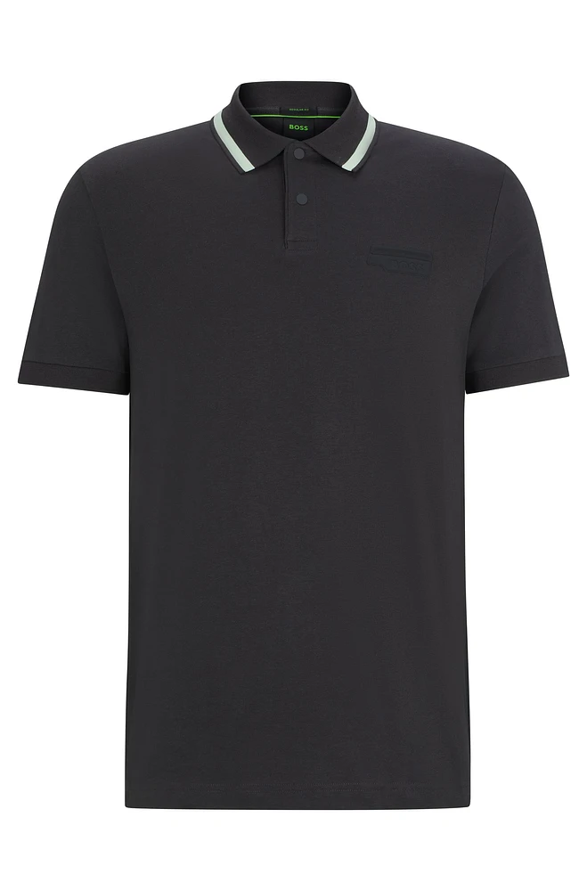 Cotton-jersey polo shirt with logo artwork