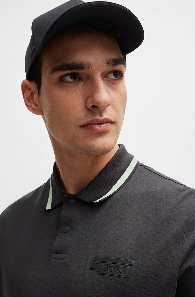 Cotton-jersey polo shirt with logo artwork