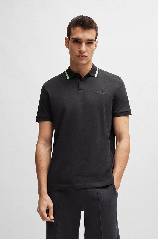 Cotton-jersey polo shirt with logo artwork