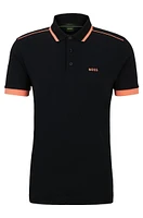 Cotton-piqué polo shirt with contrast stripes and logo