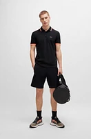 Cotton-piqué polo shirt with contrast stripes and logo