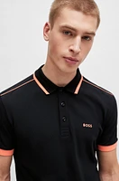 Cotton-piqué polo shirt with contrast stripes and logo