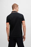 Cotton-piqué polo shirt with contrast stripes and logo