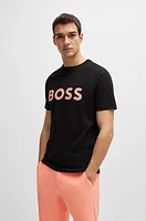 Stretch-cotton regular-fit T-shirt with seasonal logo