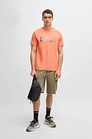 BOSS - Stretch-cotton regular-fit T-shirt with seasonal logo Light Red