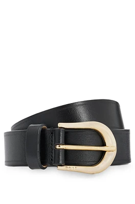 Italian-leather belt with ice-gold-tone eyelets