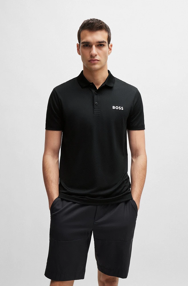 Degradé-jacquard polo shirt with contrast logo