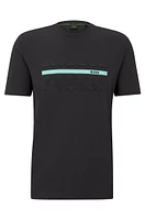 Stretch-cotton regular-fit T-shirt with embossed artwork