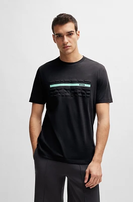 Stretch-cotton regular-fit T-shirt with embossed artwork