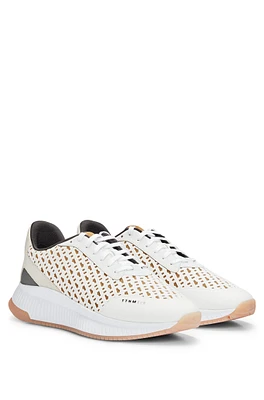 TTNM EVO monogram-mesh lace-up trainers with suede trims