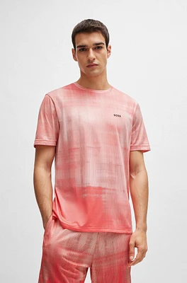 Printed-mesh regular-fit T-shirt with logo detail