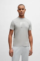 Stretch-cotton T-shirt with metallic artwork